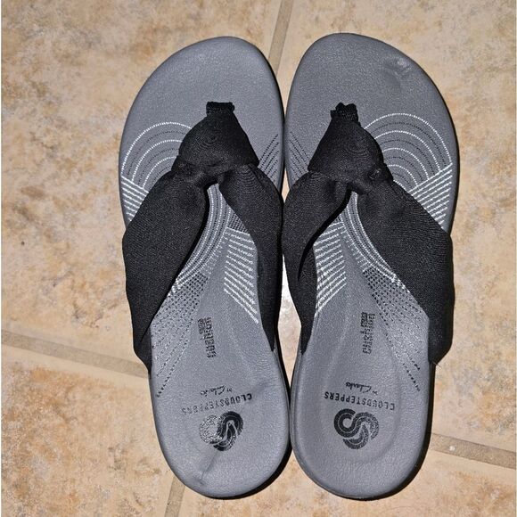 Clarks Cloudsteppers Collection Black Flip Flops Womens Size 5M - Picture 4 of 6